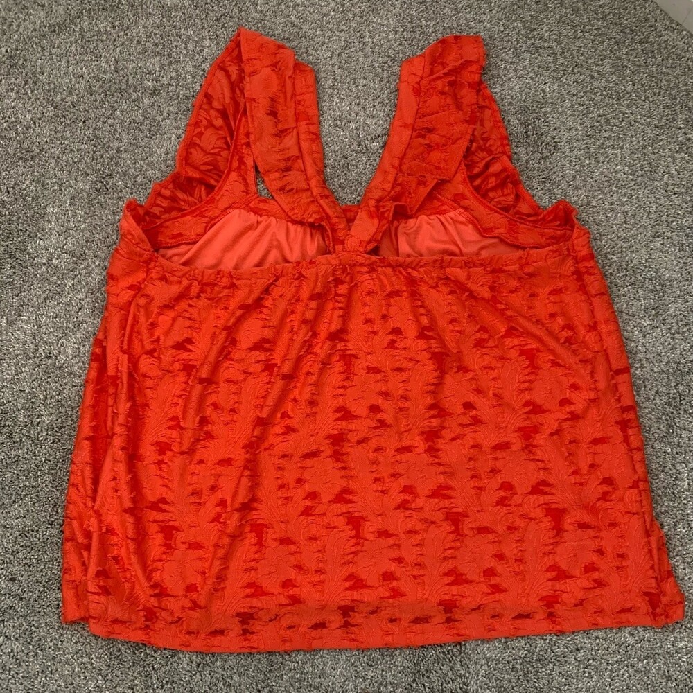 Lauren Conrad Ruffle Sleeve Tank Top - Spanish Coral - Womens Size 1X - Picture 6 of 12